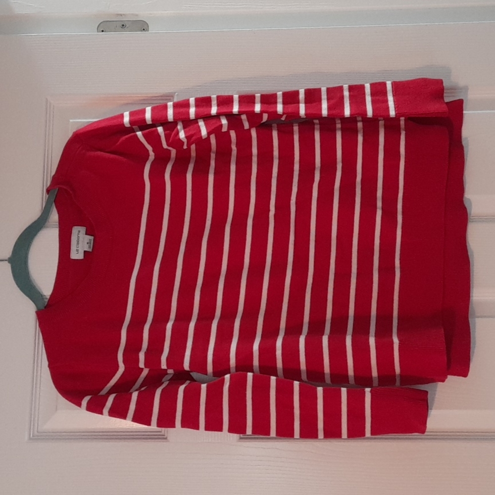 100% Cotton Sweater Red and White Striped